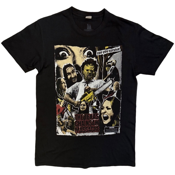 Texas Chainsaw Massacre - Collage Front Uni Bl T-Shirt ryhmässä MERCHANDISE / T-paita / Soundtrack @ Bengans Skivbutik AB (5683526r)