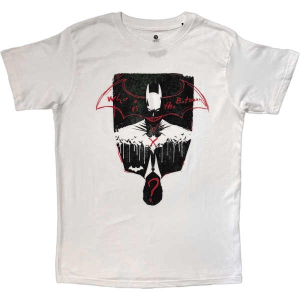 Batman - Who Is The Batman? Uni Wht T-Shirt ryhmässä MERCH / Vaatteet / T-paidat @ Bengans Skivbutik AB (5685405r)