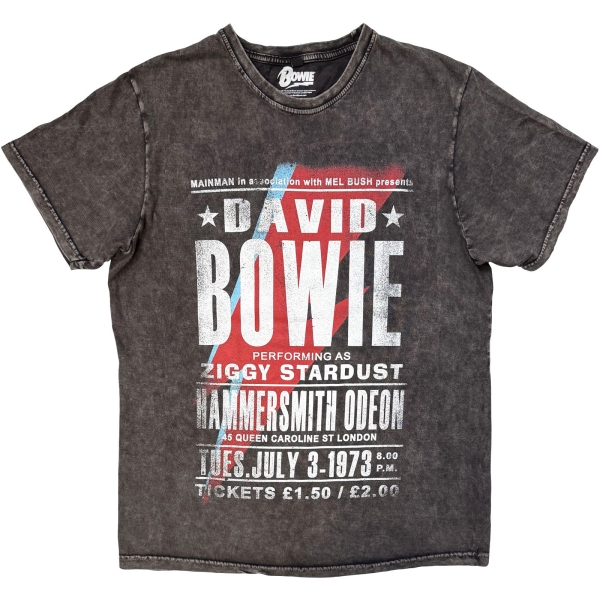David Bowie - Hammersmith Odeon Stone Wash Uni Char T-Shirt ryhmässä MERCH / Vaatteet / T-paidat @ Bengans Skivbutik AB (5685415r)