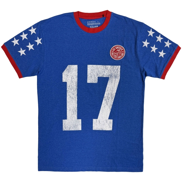 Ed Sheeran - Play 17 Ringer Uni Blue T-Shirt ryhmässä MERCH / Vaatteet / T-paidat @ Bengans Skivbutik AB (5685429r)