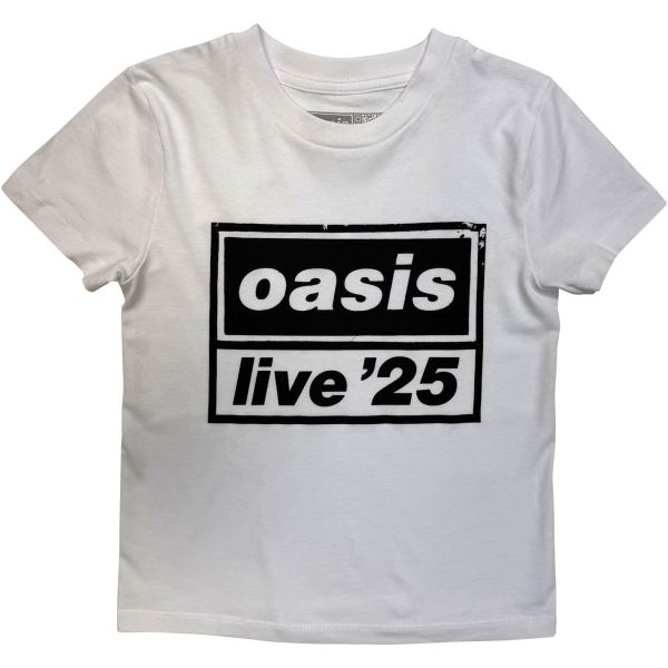 Oasis - Live '25 Distressed Lockup Boys Wht T-Shirt ryhmässä MERCH / Vaatteet / Lastenvaatteet @ Bengans Skivbutik AB (5685495r)