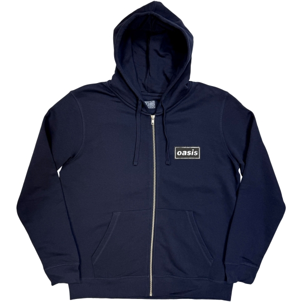 Oasis - Stencil Logo Uni Navy Zip Hoodie ryhmässä MERCH / Vaatteet / Hupparit @ Bengans Skivbutik AB (5685499r)