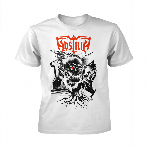 Hostilia - Face The Fire - White (T-Shirt) ryhmässä MERCHANDISE / T-paita / Heavy Metal @ Bengans Skivbutik AB (5685550r)