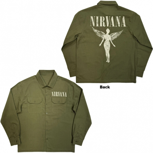 Nirvana - In Utero Logo Uni Green Casual Shirt ryhmässä MERCH / Vaatteet / Kauluspaidat & pikeepaidat @ Bengans Skivbutik AB (5686953r)