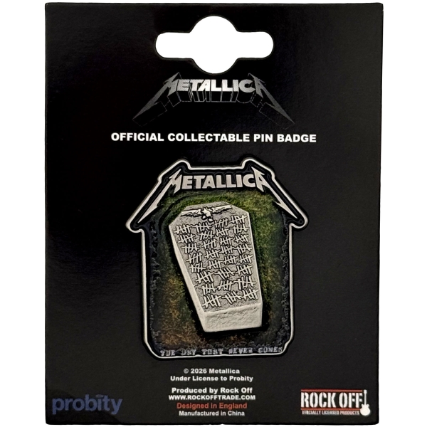 Metallica - Never Die Tombstone Pin Badge ryhmässä MERCHANDISE / Pin-Button Badge / / @ Bengans Skivbutik AB (5692778)