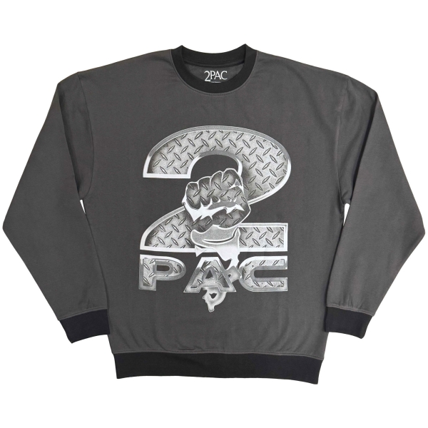 2Pac - Steel Logo Uni Grey Sweatshirt ryhmässä MERCHANDISE / Sweatshirt /  /  @ Bengans Skivbutik AB (5692969r)