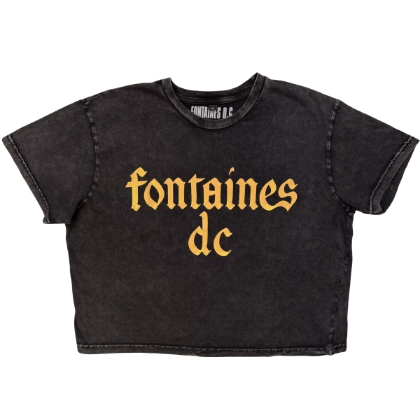Fontaines D.C. - Gothic Logo Stone Wash Lady Char Crop Top ryhmässä MERCHANDISE / T-paita / Nyheter / Pop-Rock @ Bengans Skivbutik AB (5692986r)