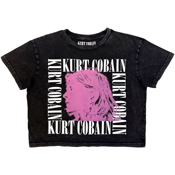 Kurt Cobain - Head Shot Frame Stone Wash Lady Char Crop Top ryhmässä MERCHANDISE / T-paita / Nyheter / Pop-Rock @ Bengans Skivbutik AB (5692998r)