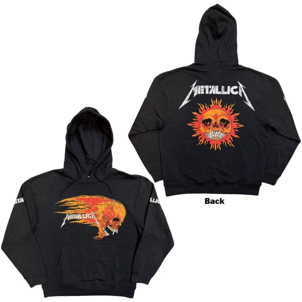 Metallica - Worn Pushead Flaming Skull Uni Char Hoodie ryhmässä MERCHANDISE / Hupparit / Nyheter / Hårdrock @ Bengans Skivbutik AB (5693002r)