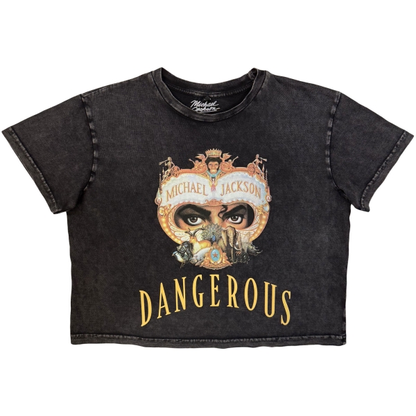 Michael Jackson - Dangerous Stone Wash Lady Char Crop Top ryhmässä MERCHANDISE / T-paita / Nyheter / Pop-Rock @ Bengans Skivbutik AB (5693006r)