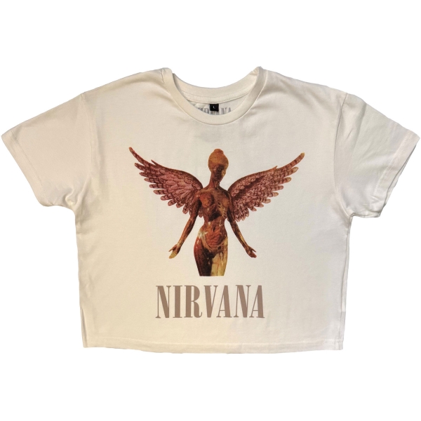 Nirvana - In Utero Stone Wash Lady Wht Crop Top ryhmässä MERCH / Vaatteet / T-paidat @ Bengans Skivbutik AB (5693012r)