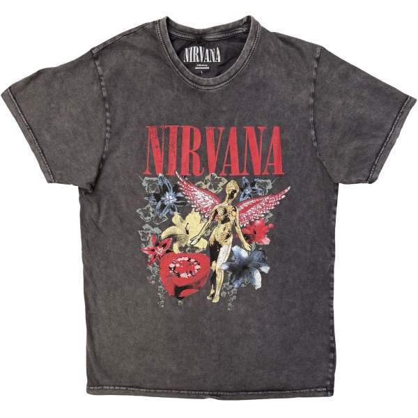 Nirvana - In Utero Vintage Collage Stone Wash Uni Char T-Shirt ryhmässä MERCHANDISE / T-paita / Nyheter / Pop-Rock @ Bengans Skivbutik AB (5693013r)