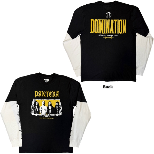 Pantera - Texas To Domination Uni Bl/Wht Layered Longsleeve ryhmässä MERCHANDISE / T-paita / Nyheter / Hårdrock @ Bengans Skivbutik AB (5693016r)