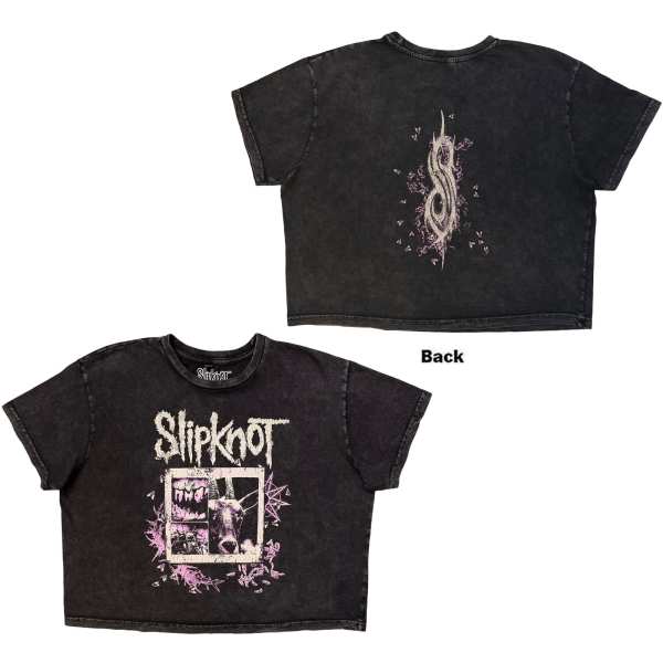 Slipknot - Butterfly Goatee Stone Wash Lady Char Crop Top ryhmässä MERCHANDISE / T-paita / Nyheter / Hårdrock @ Bengans Skivbutik AB (5693023r)