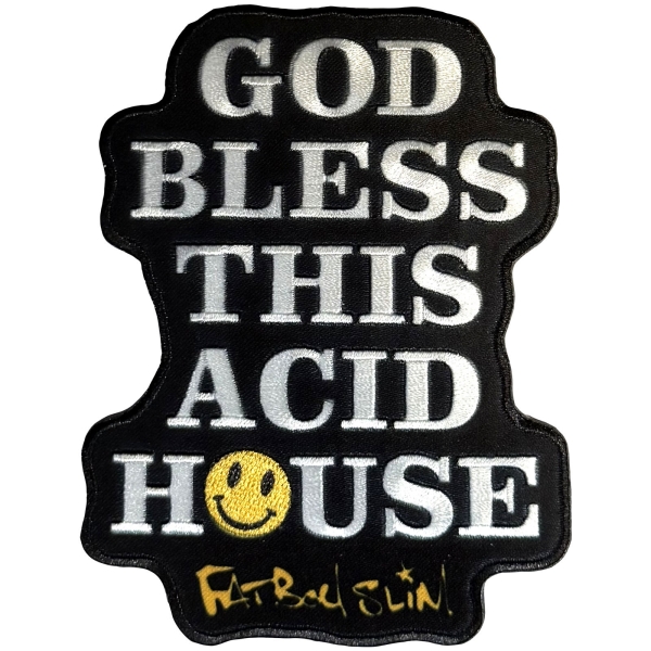 Fatboy Slim - God Bless Woven Patch ryhmässä MERCH / Asusteet / Kangasmerkit @ Bengans Skivbutik AB (5694815)