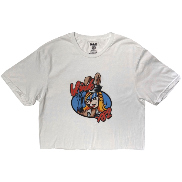 Blink-182 - Cartoon Bunny Lady Wht Crop Top ryhmässä MERCHANDISE / T-paita / Nyheter / Punk @ Bengans Skivbutik AB (5695015r)