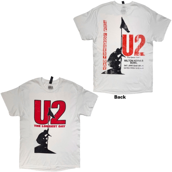 U2 - The Longest Day Uni Wht T-Shirt ryhmässä MERCHANDISE / T-paita / Nyheter / Pop-Rock @ Bengans Skivbutik AB (5695050r)