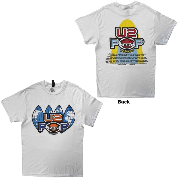 U2 - Popmart Us Tour 97 Uni Wht T-Shirt ryhmässä MERCHANDISE / T-paita / Nyheter / Pop-Rock @ Bengans Skivbutik AB (5695053r)