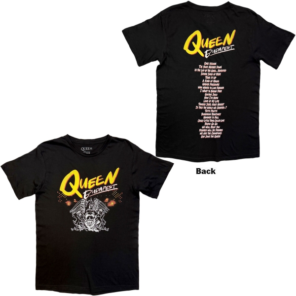 Queen - Budapest Setlist Uni Bl T-Shirt ryhmässä MERCH / Vaatteet / T-paidat @ Bengans Skivbutik AB (5695337r)