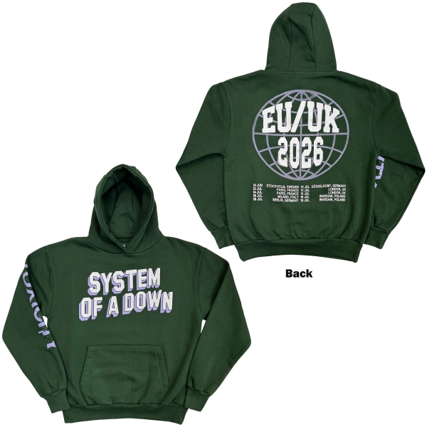 System Of A Down - Hollywood Logo Tour 26 Uni Green Hoodie ryhmässä MERCHANDISE / Hupparit / Nyheter / Hårdrock @ Bengans Skivbutik AB (5695341r)