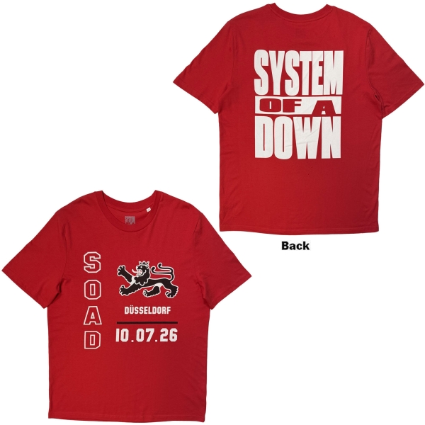 System Of A Down - Dusseldorf Event Tour 26 Uni Red T-Shirt ryhmässä MERCHANDISE / T-paita / Nyheter / Hårdrock @ Bengans Skivbutik AB (5695355r)
