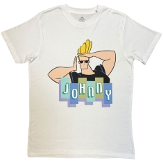 Johnny Bravo - Posing Logo Uni Wht T-Shirt