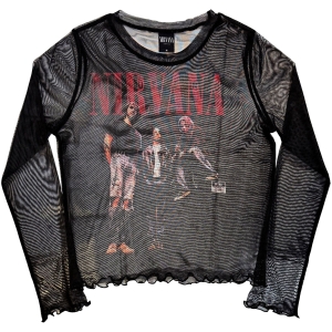 Nirvana - In Utero Band Photo Lady Bl Mesh Crop T-Shirt