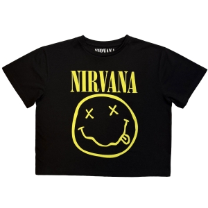 Nirvana - Yellow Happy Face Lady Bl Crop Top