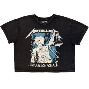 Metallica - Justice Squares Stone Wash Lady Char Crop Top