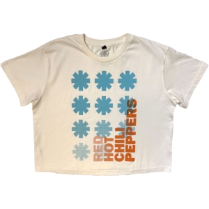 Red Hot Chili Peppers - Gradient Logo Stone Wash Lady Wht Crop Top