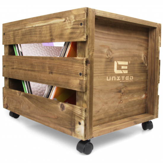 VinylLisätarvikkeet - LP WOOD CRATE med hjul - Vinyl Storage