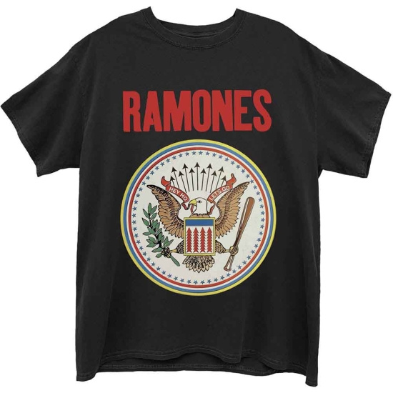Ramones - Full Colour Seal Uni Bl T-Shirt  (L)