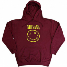 Nirvana - Yellow Happy Face Maroon Hoodie