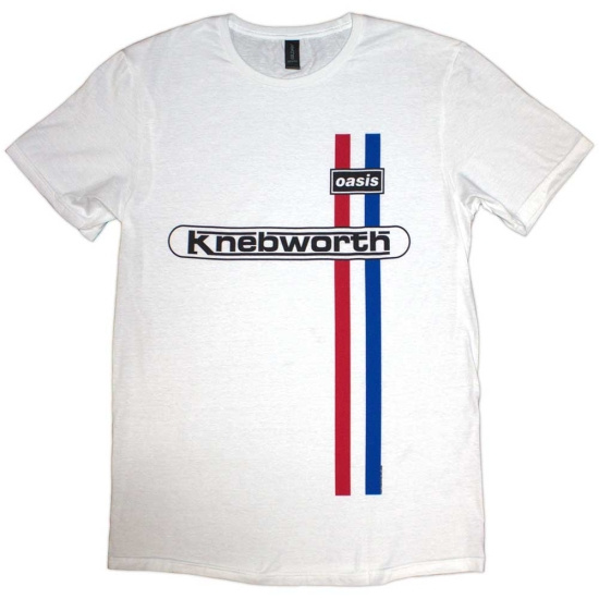 Oasis - Knebworth Vertical Stripe Wht T-Shirt