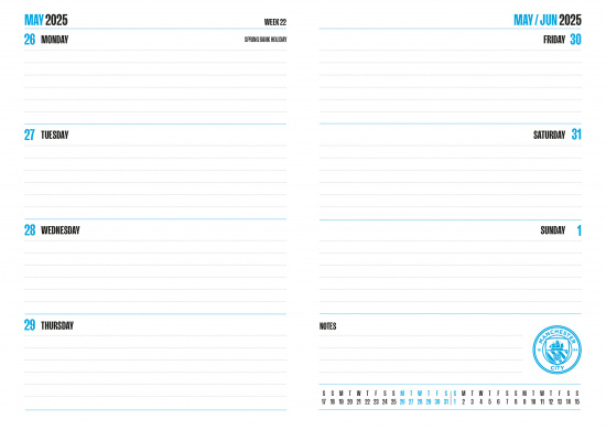Manchester City Fc - 2025 A5 Diary