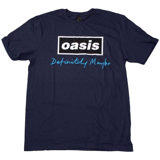 Oasis - Definitely Maybe Text Logo Navy T-Shirt