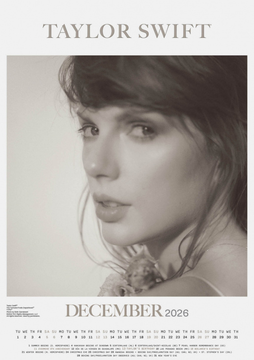 Taylor Swift  - 2026 A3 Calendar