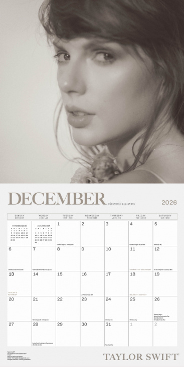 Taylor Swift  - 2026 Square Calendar