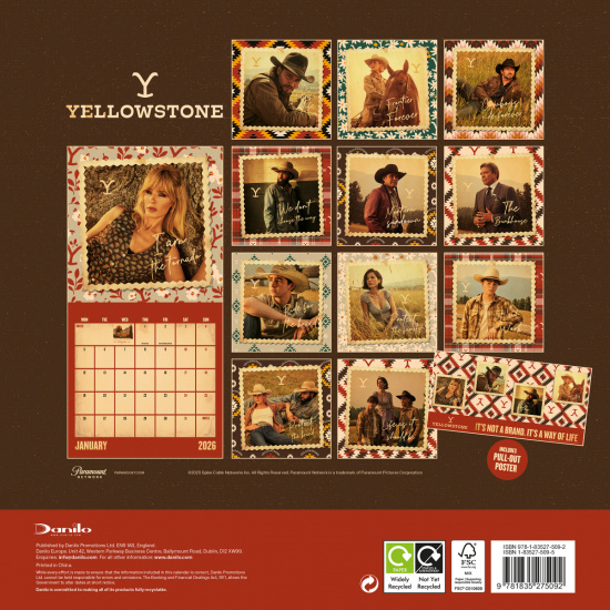 Yellowstone  - 2026 Square Calendar