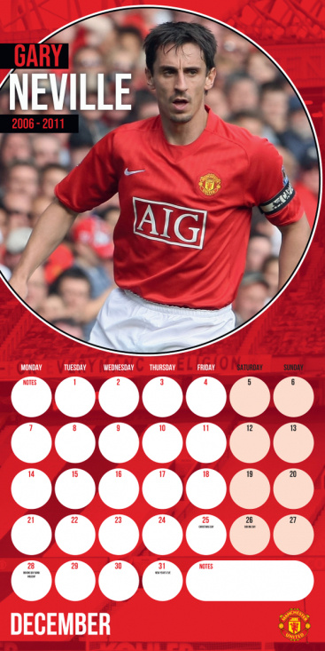 Manchester United Fc Legends  - 2026 Square Calendar