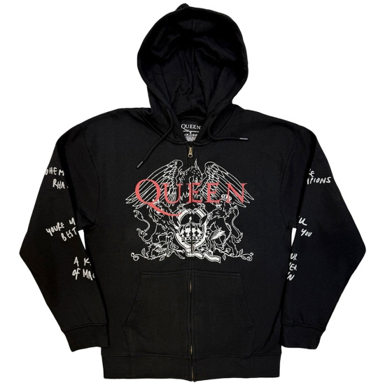 Queen - Logo & Crest Outline Uni Char Zip Hoodie