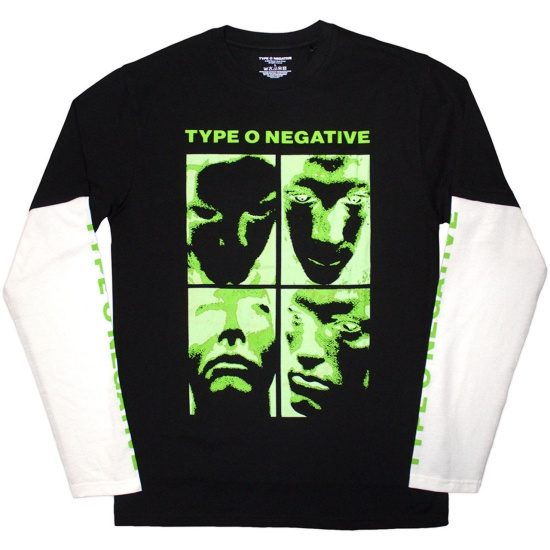 Type O Negative - Faces Uni Bl/Wht Layered Longsleeve