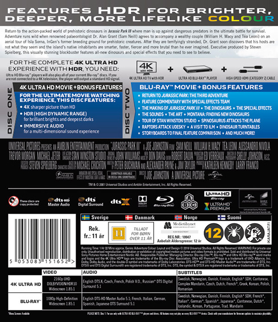 Movie - Jurassic Park 3 (Uhd+Bd) Uhd S-T