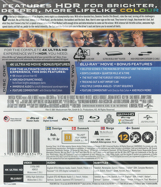 Movie - Fast And The Furious (Uhd+Bd) Uhd S-T