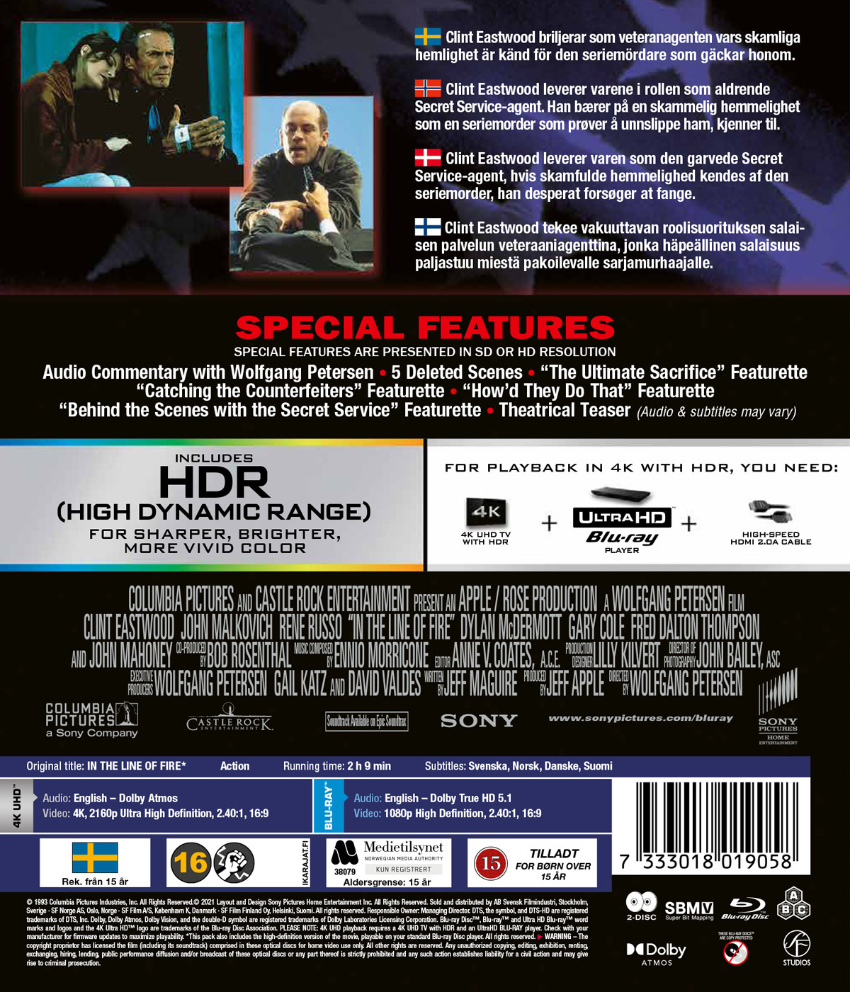 Movie - In The Line Of Fire 4K+Bd