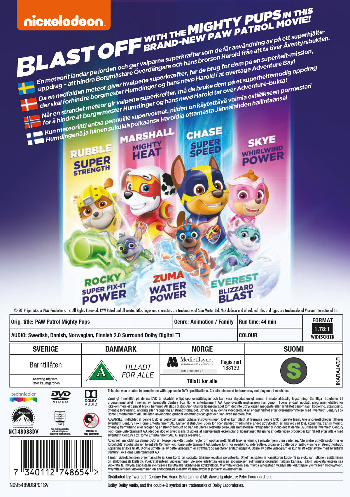 Movie - Paw Patrol: Mighty Pups Dvd