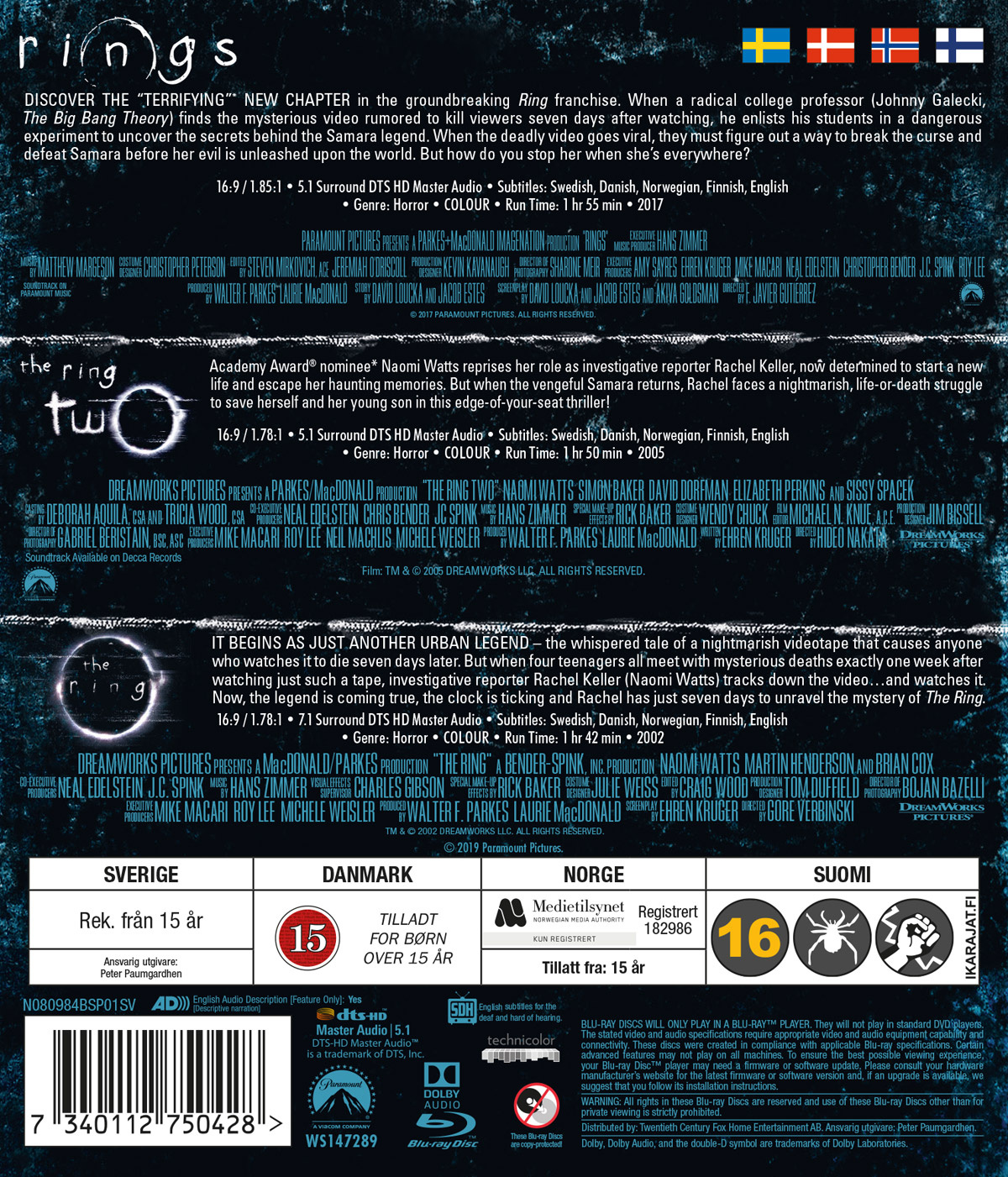 Movie - Ring Trilogy, The Bd