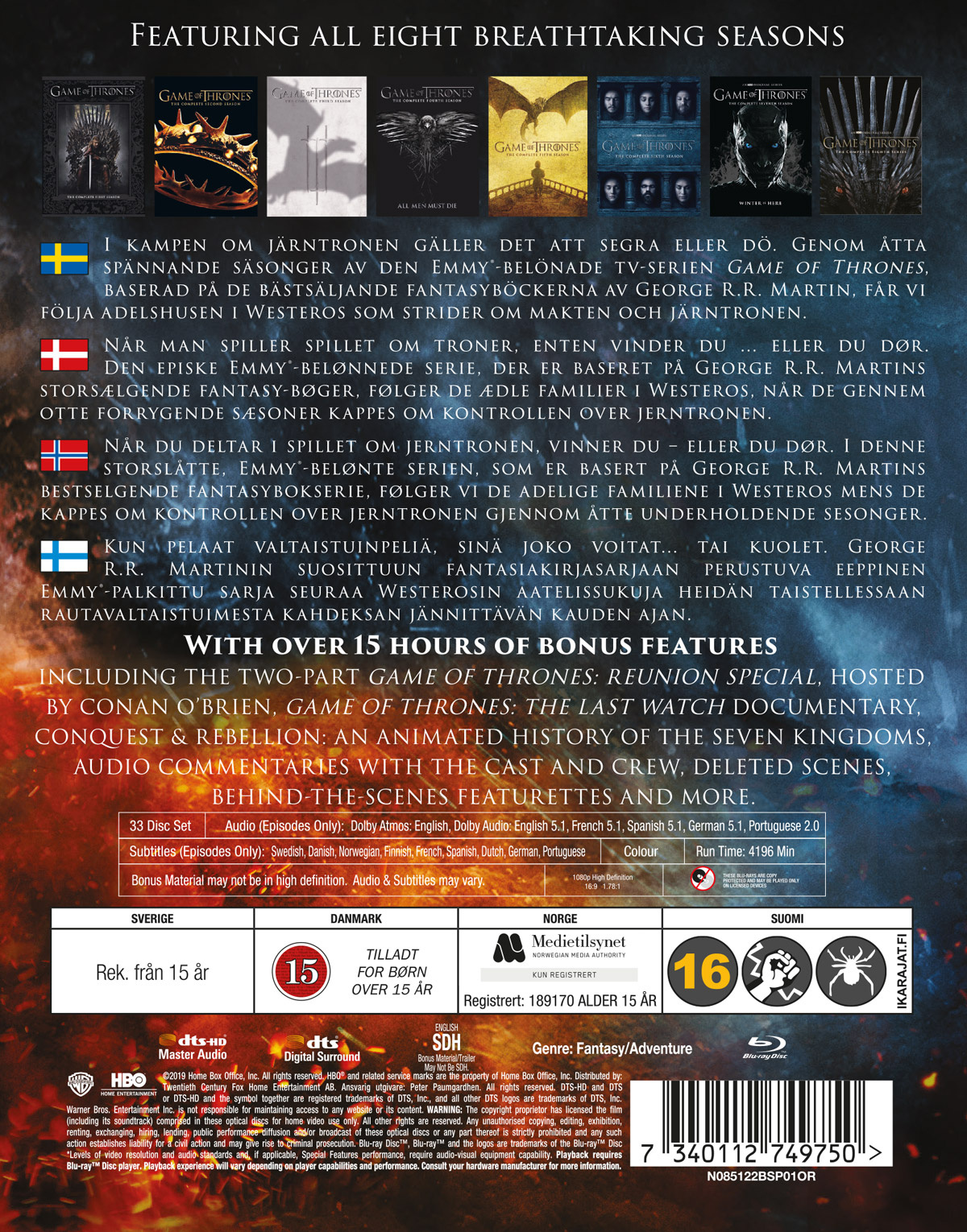 Movie - Game Of Thrones S1-8 Standard Sku Bd