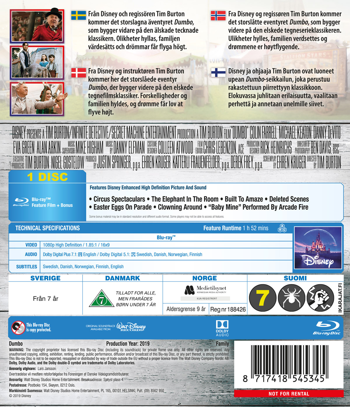 Movie - Dumbo L-A Bd/Scandi