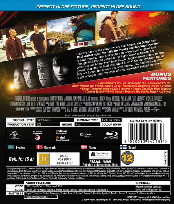 Movie - Fast & Furious 4 (Rwk 2013) Bd S-T